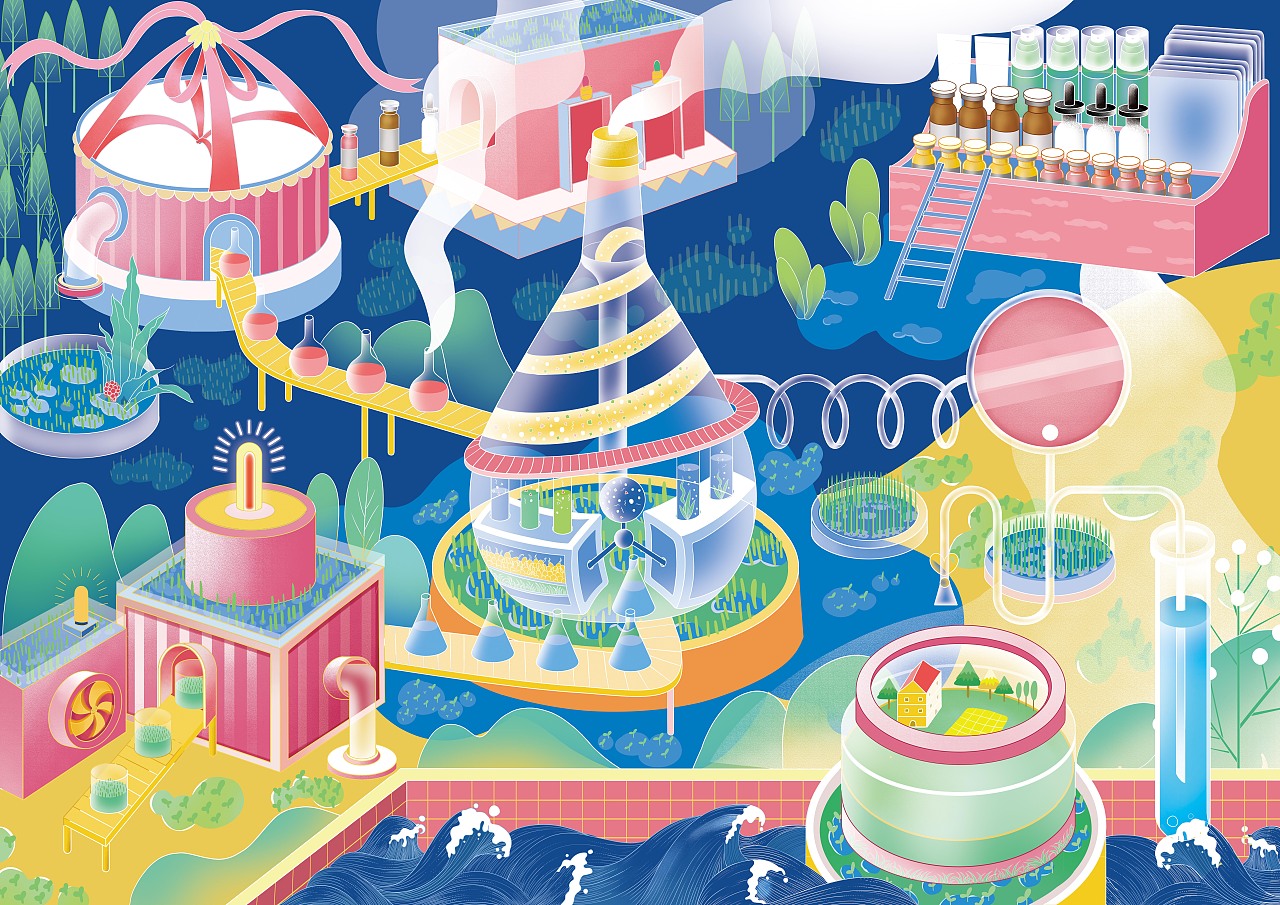 科美優(yōu)肽「實(shí)驗(yàn)室插畫」&「生產(chǎn)流程創(chuàng)意插畫」